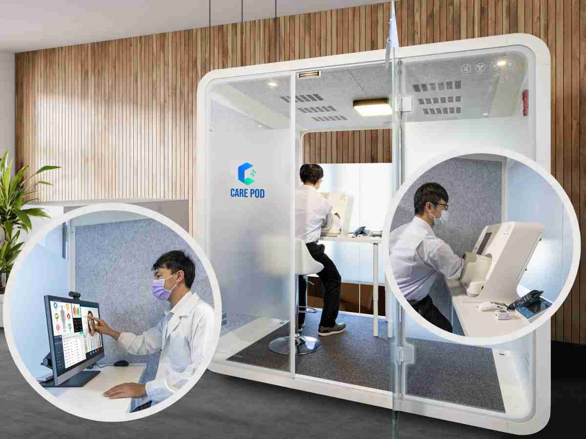 达擎于医疗科技展中展出＂远距诊疗舱＂，，以因应医疗数字化及社会高龄化趋势下、、、复诊及慢性病患等族群对于远距看诊需求逐渐升高所推出的创新整合方案。。。多功能合一、、、、高隐私性的远距诊疗舱可根据病患端与医师端的不同需求，，提供弹性化及客制化功能，，，节省医生和病患的精力及时间