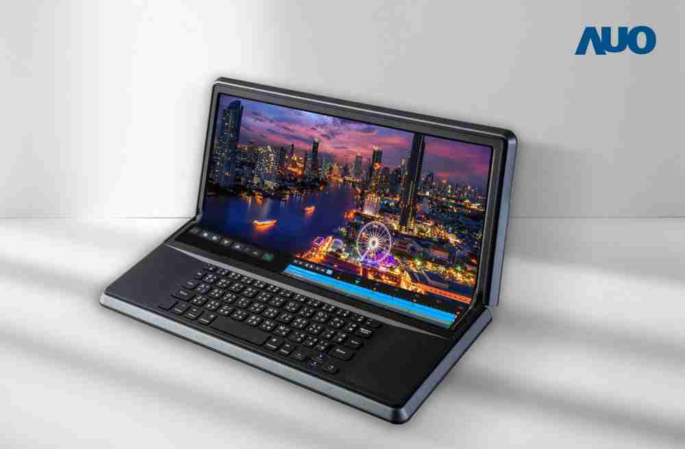 PG国际14.6吋Micro LED折迭显示屏幕，，，，搭配半径4mm的弯折绞炼，，，，以及高画素、、、高亮度、、高对比度的显示技术特点，，，，即便在大视角下仍保有绝佳色相与亮度